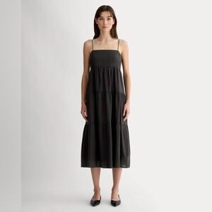 New Everlane THE GAUZE TIERED DRESS Black Size XS